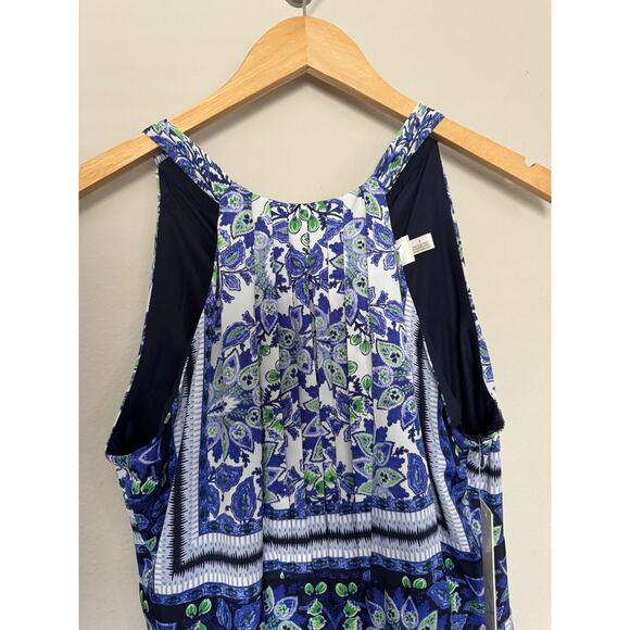 NWT ELIZA J SCARF PRINT MAXI DRESS GOWN HALTER FLORAL BLUE GREEN SZ 6 - Picture 6 of 16